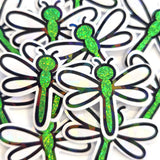 Orange Glitter Dragonfly Die-Cut Stickers, Bug Vinyl Decals, Journal Crafts