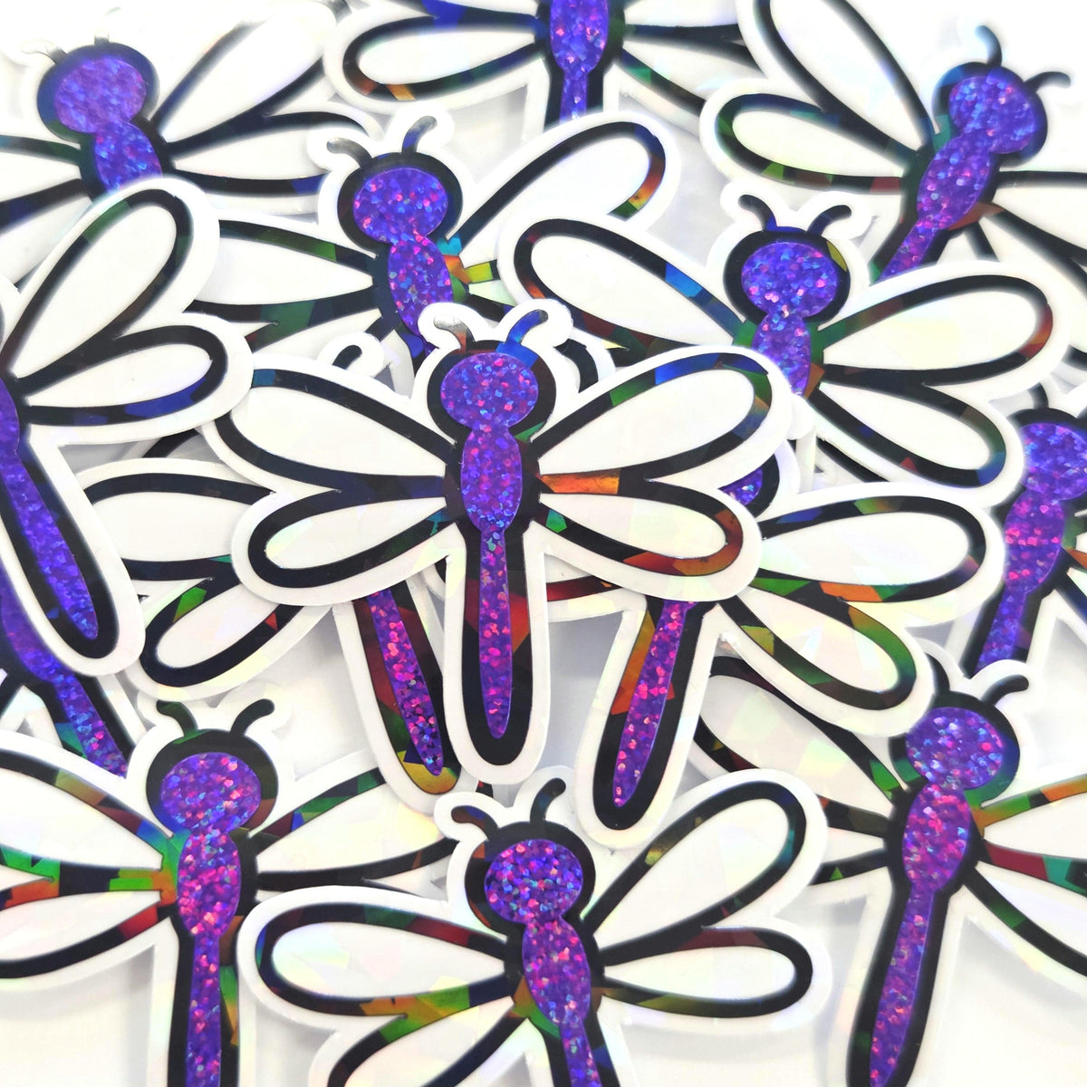Purple Dragonfly Die-Cut Stickers, Cute Bug Vinyl Decals for Journals, Greeting Cards and Crafts.