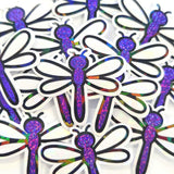 Purple Dragonfly Die-Cut Stickers, Cute Bug Vinyl Decals for Journals, Greeting Cards and Crafts.