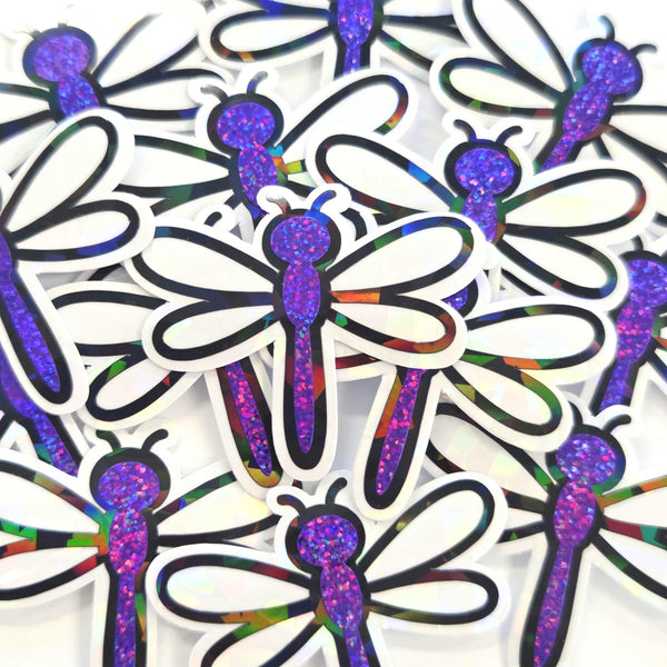 Purple Dragonfly Die-Cut Stickers, Cute Bug Vinyl Decals for Journals, Greeting Cards and Crafts.