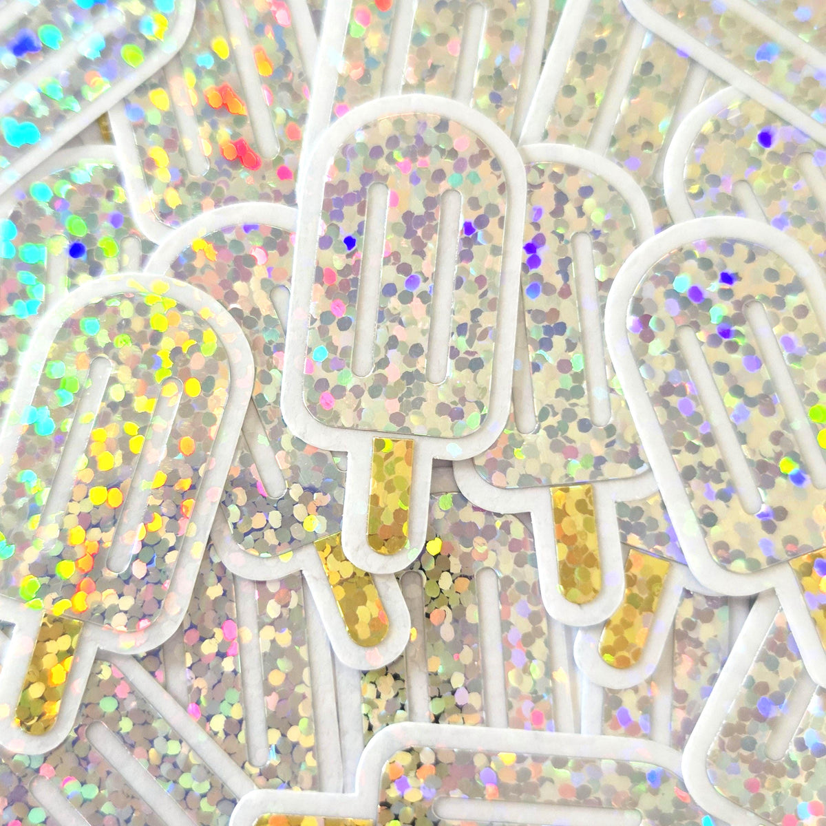 Turquoise Popsicle Stickers, set of 24 Sparkly Ice Pop Die Cut Stickers for Birthday Party Invitations, Envelopes, and Summer Scrapbook page