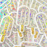 Blue Popsicle Stickers, set of 24 Sparkly Ice Pop Die Cut Stickers for Birthday Party Invitations, Envelopes, and Summer Scrapbook page