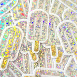 Orange Popsicle Stickers, set of 24 Sparkly Ice Pop Die Cut Stickers for Birthday Party Invitations, Envelopes, and Summer Scrapbook pages.