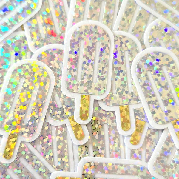 Purple Popsicle Stickers, set of 24 Sparkly Ice Pop Die Cuts for DIY Birthday Party Invitations, Envelopes, and Summer Scrapbook pages