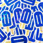 Blue Popsicle Stickers, set of 24 Sparkly Ice Pop Die Cut Stickers for Birthday Party Invitations, Envelopes, and Summer Scrapbook page