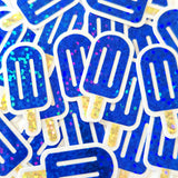 Purple Popsicle Stickers, set of 24 Sparkly Ice Pop Die Cuts for DIY Birthday Party Invitations, Envelopes, and Summer Scrapbook pages