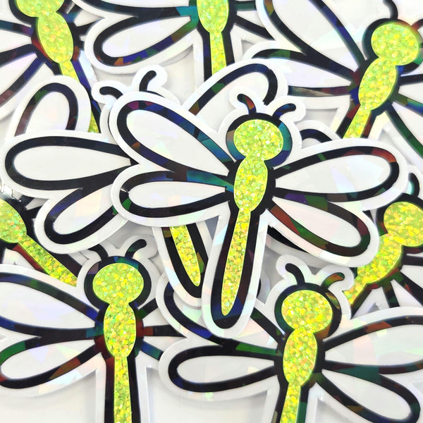 Red Dragonfly Die-Cut Stickers, Glitter Bug Vinyl Decals, Journal Crafts