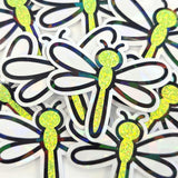 Hot Pink Dragonfly Die-Cut Stickers, Glitter Bug Vinyl Decals, Journal Crafts