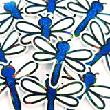 Light Blue Dragonfly Die-Cut Stickers, Glitter Bugs for Journals, Greeting Cards, Paper Craft Embellishments