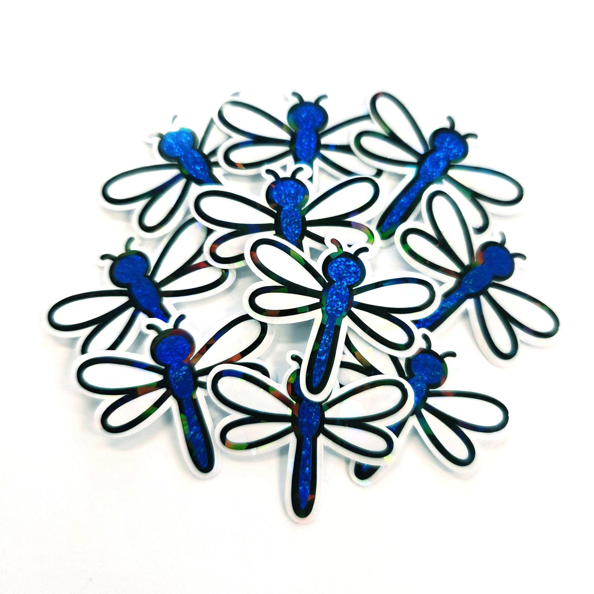 Blue Dragonfly Die-Cut Stickers, Glitter Bug Vinyl Decals, Journal Crafts