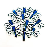 Blue Dragonfly Die-Cut Stickers, Glitter Bug Vinyl Decals, Journal Crafts