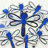 Blue Dragonfly Die-Cut Stickers, Glitter Bug Vinyl Decals, Journal Crafts