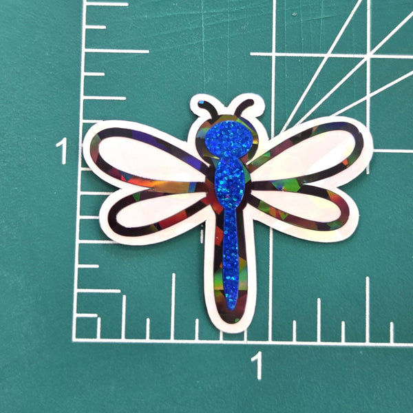Blue Dragonfly Die-Cut Stickers, Glitter Bug Vinyl Decals, Journal Crafts