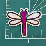 Hot Pink Dragonfly Die-Cut Stickers, Glitter Bug Vinyl Decals, Journal Crafts