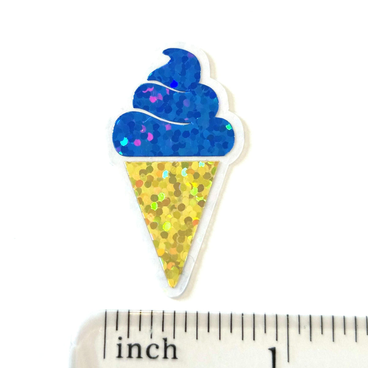 Mini Blue Ice Cream Cone Die Cut Stickers, set of 20 embellishments for scrapbooks, journals, planners, greeting cards and craft projects