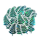 Woodland Fern Sticker, Green Glitter Die Cut leaves for cottagecore fairy gardens, notebooks, journals and scrapbook pages.