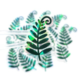 Woodland Fern Sticker, Green Glitter Die Cut leaves for cottagecore fairy gardens, notebooks, journals and scrapbook pages.