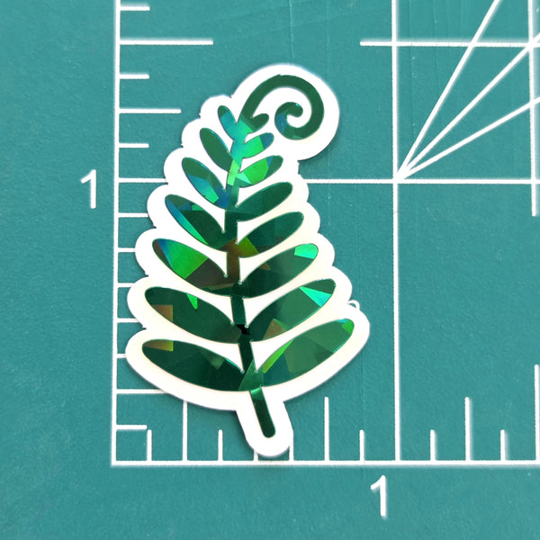 Woodland Fern Sticker, Green Glitter Die Cut leaves for cottagecore fairy gardens, notebooks, journals and scrapbook pages.