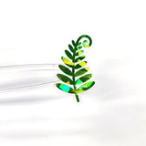 Green Woodland Fern Stickers, sparkly die cut leaves for cottagecore fairy gardens, notebooks, journals and scrapbook pages.