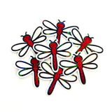 Red Dragonfly Die-Cut Stickers, Glitter Bug Vinyl Decals, Journal Crafts