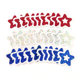 Patriotic Stars Die Cut Stickers, Red Silver Blue glitter vinyl stars for card making, journals and scrapbooks, set of 30
