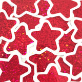Red Glitter Star Stickers, Vinyl Die Cuts, set of 30 stars for crafts, journals, scrapbooks and classroom projects.