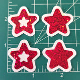 Red Glitter Star Stickers, Vinyl Die Cuts, set of 30 stars for crafts, journals, scrapbooks and classroom projects.