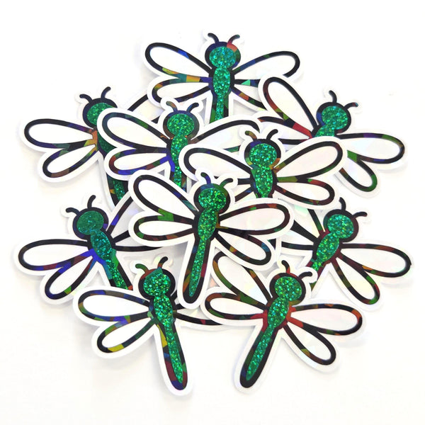 Dark Green Dragonfly Die-Cut Stickers for scrapbooks, journals and craft projects