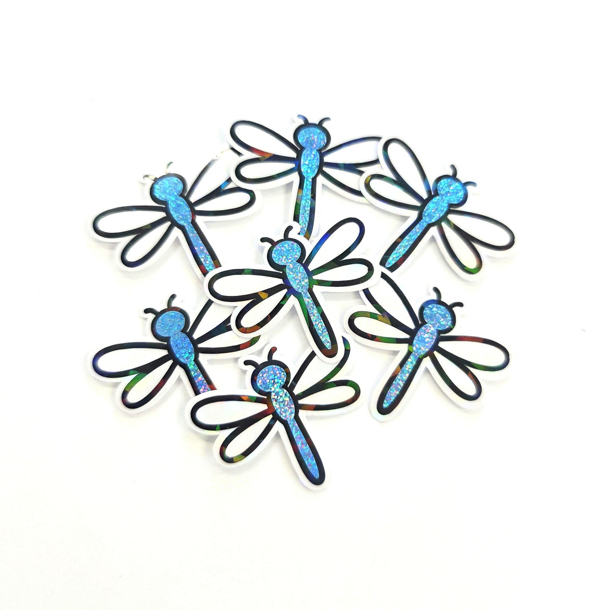 Light Blue Dragonfly Die-Cut Stickers, Glitter Bugs for Journals, Greeting Cards, Paper Craft Embellishments