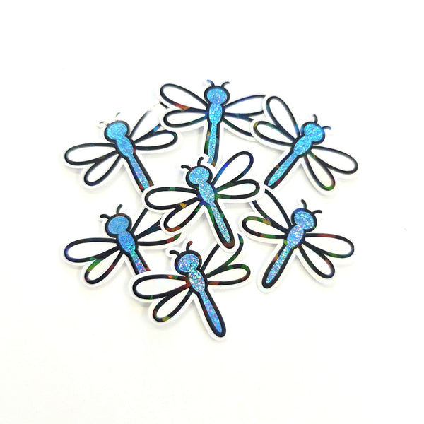 Light Blue Dragonfly Die-Cut Stickers, Glitter Bugs for Journals, Greeting Cards, Paper Craft Embellishments