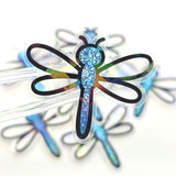 Light Blue Dragonfly Die-Cut Stickers, Glitter Bugs for Journals, Greeting Cards, Paper Craft Embellishments