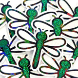 Light Blue Dragonfly Die-Cut Stickers, Glitter Bugs for Journals, Greeting Cards, Paper Craft Embellishments