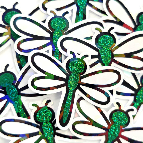 Light Blue Dragonfly Die-Cut Stickers, Glitter Bugs for Journals, Greeting Cards, Paper Craft Embellishments