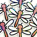 Light Blue Dragonfly Die-Cut Stickers, Glitter Bugs for Journals, Greeting Cards, Paper Craft Embellishments