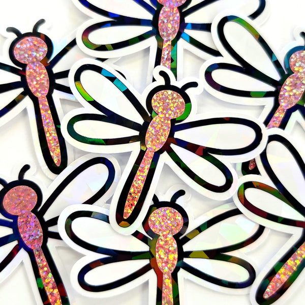 Light Blue Dragonfly Die-Cut Stickers, Glitter Bugs for Journals, Greeting Cards, Paper Craft Embellishments