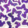 Purple Star Die Cut Stickers, set of 30 Sparkly Stars for crafts, journals, scrapbooks and classroom projects.