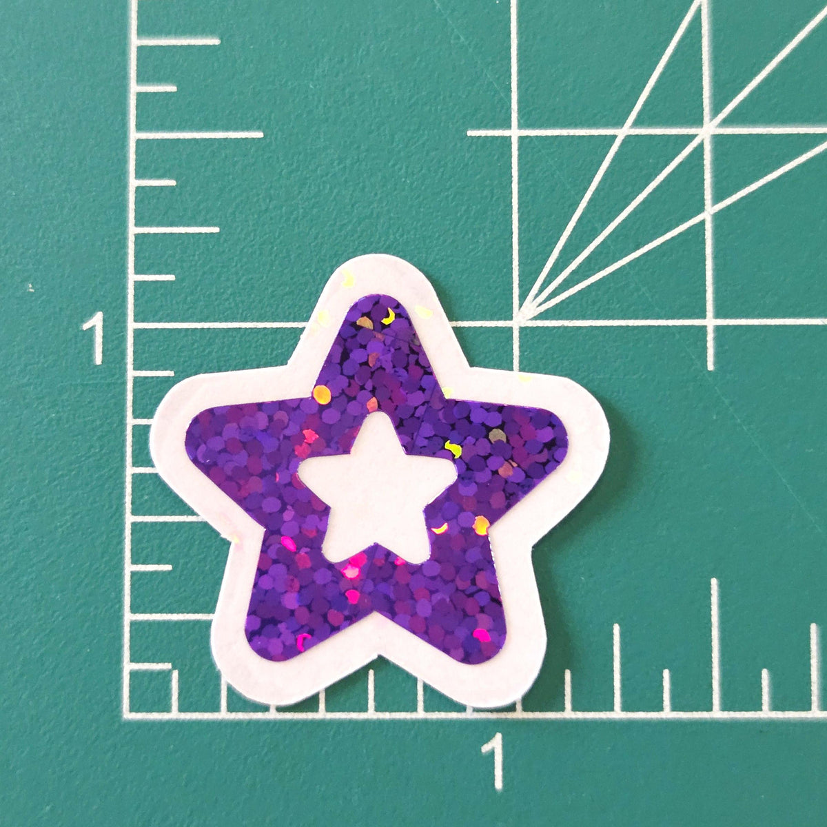 Purple Star Die Cut Stickers, set of 30 sparkly glitter vinyl stars for crafts, journals, scrapbooks and classroom projects.