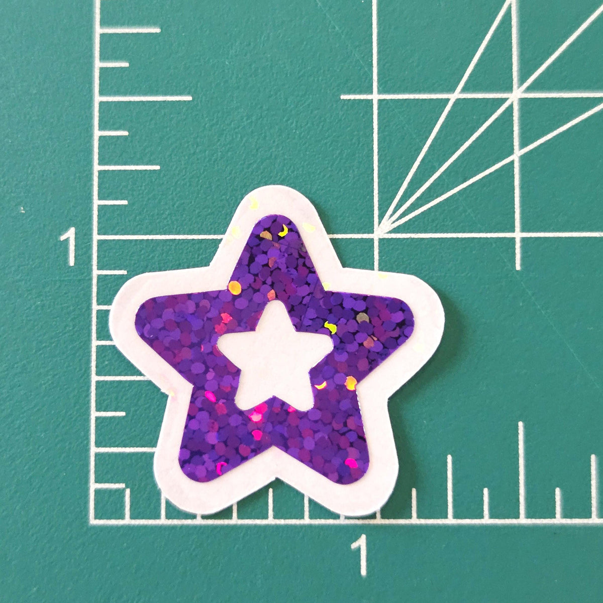 Sparkly Star Die Cut Stickers in multi colors, set of 32 glitter vinyl stars for crafts, journals, scrapbooks and classroom projects.