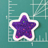 Star Die Cut Stickers in multi colors, set of 32 glitter vinyl stars for crafts, journals, scrapbooks and classroom projects.