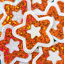 Orange Star Die Cut Stickers, set of 30 Sparkly Stars for crafts, journals, scrapbooks and classroom projects.