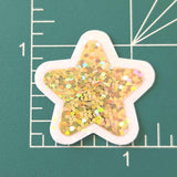 Gold Glitter Star Die Cut Stickers, set of 30 sparkly stars for crafts, journals, scrapbooks and classroom projects.