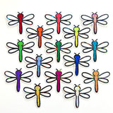 Glitter Dragonfly Die-Cut Stickers, set of 15 Multi-Color Vinyl Decals for Journals, Planners, Crafts