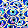 Blue Evil Eye Die Cut Sticker Set for DIY crafts, scrapbook decorations and greeting cards, good luck symbol.