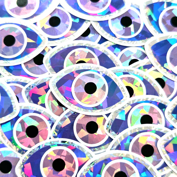 Green Evil Eye Die Cut Sticker Set for DIY crafts, scrapbook decorations and greeting cards, good luck symbol.