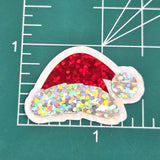 Sparkly Santa Hat Die Cut Stickers, Christmas Craft Vinyl Decals