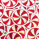 Peppermint Candy Die Cut Stickers, set of red and white Christmas stickers for holiday craft projects.