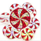 Peppermint Candy Die Cut Stickers, set of red and silver Christmas stickers for holiday craft projects.