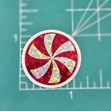 Peppermint Candy Die Cut Stickers, set of red and white Christmas stickers for holiday craft projects.