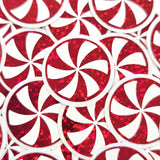 Peppermint Candy Die Cut Stickers, set of red and white Christmas stickers for holiday craft projects.
