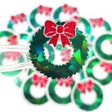 Christmas Wreath Die Cut Stickers for greeting card envelopes, gift tags and holiday crafts.